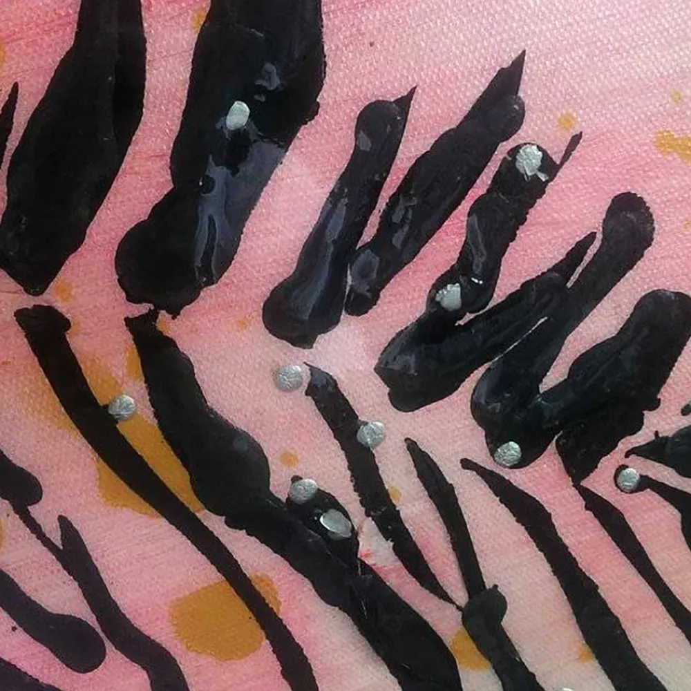 Wohnen Zebra Wandbild in Rot Schwarz - Huvina