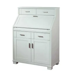 Wohnen Zeitloser Sekretär Schrank in Weiß lackiert - Ballon