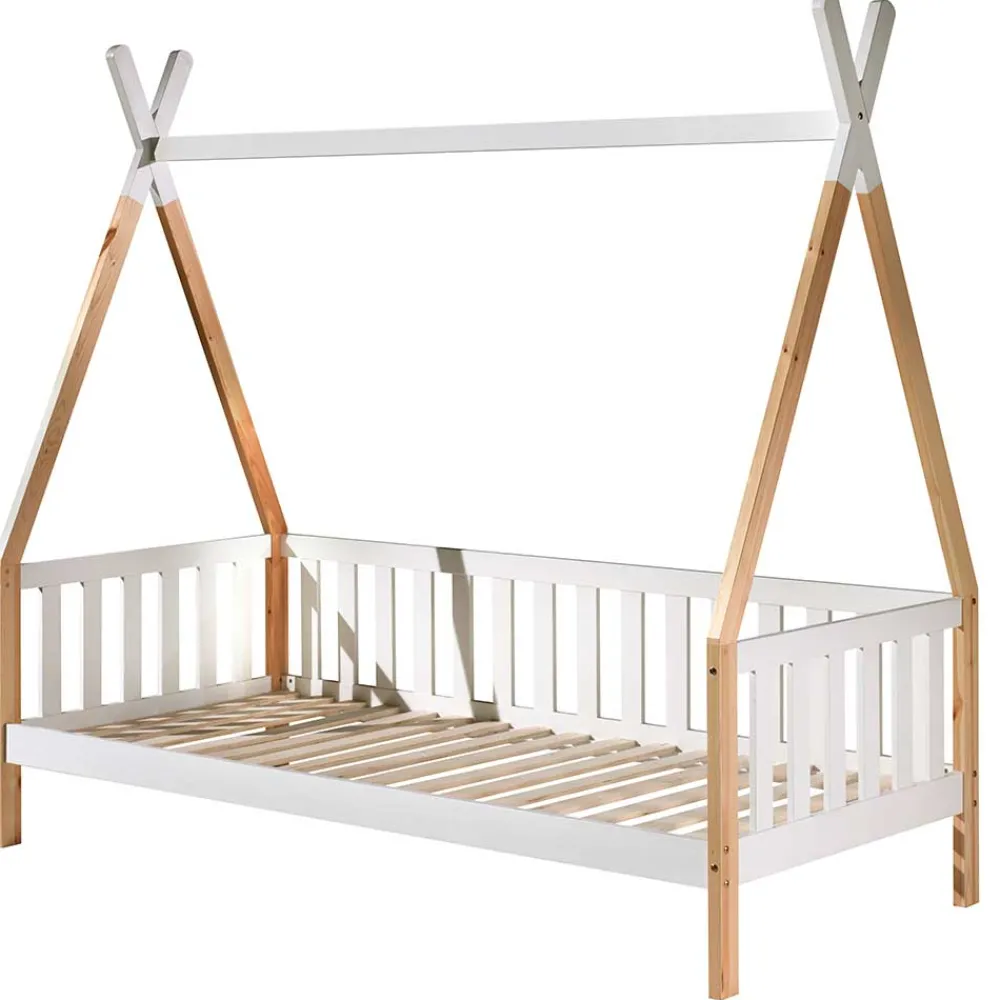 Kinder Wohnen Zeltbett Kojenbett in Weiß & Kiefer - Mileno