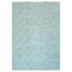 Wohnen Teppiche*Zick Zack Muster Teppich in Türkis und Creme - Menkroa
