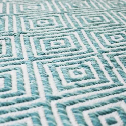Wohnen Teppiche*Zick Zack Muster Teppich in Türkis und Creme - Menkroa