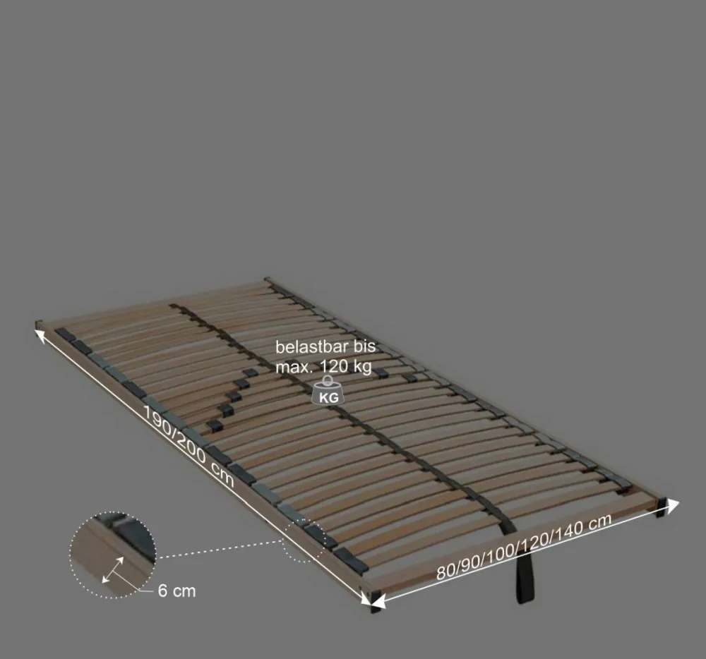Wohnen Jugend-Lattenroste|Lattenroste*7-Zonen-Federholzrahmen mit 28 Leisten - Euskal
