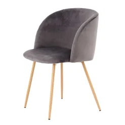 Wohnen Zwei Esstischstühle in Grau Samt - Antonio (2er Set)