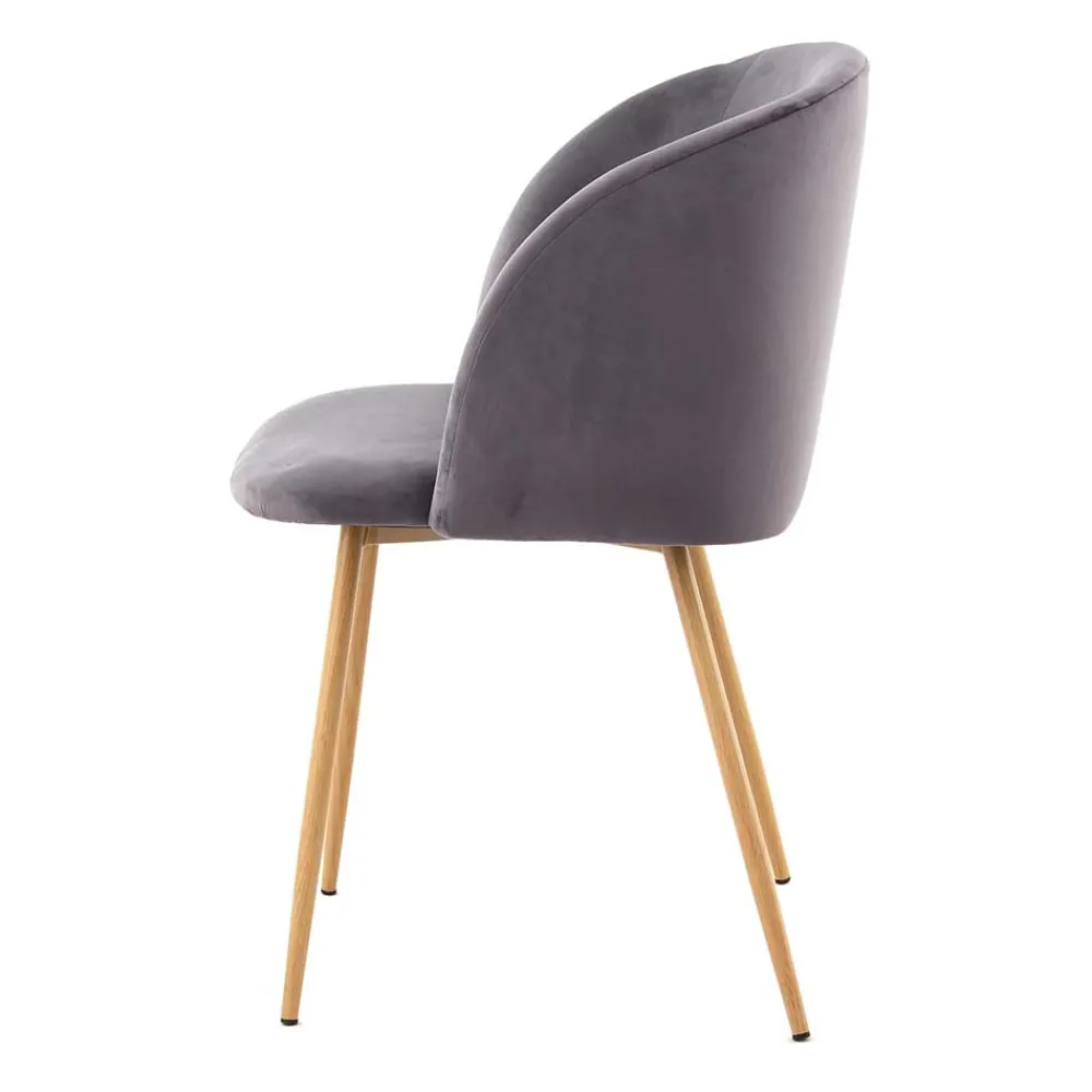 Wohnen Zwei Esstischstühle in Grau Samt - Antonio (2er Set)