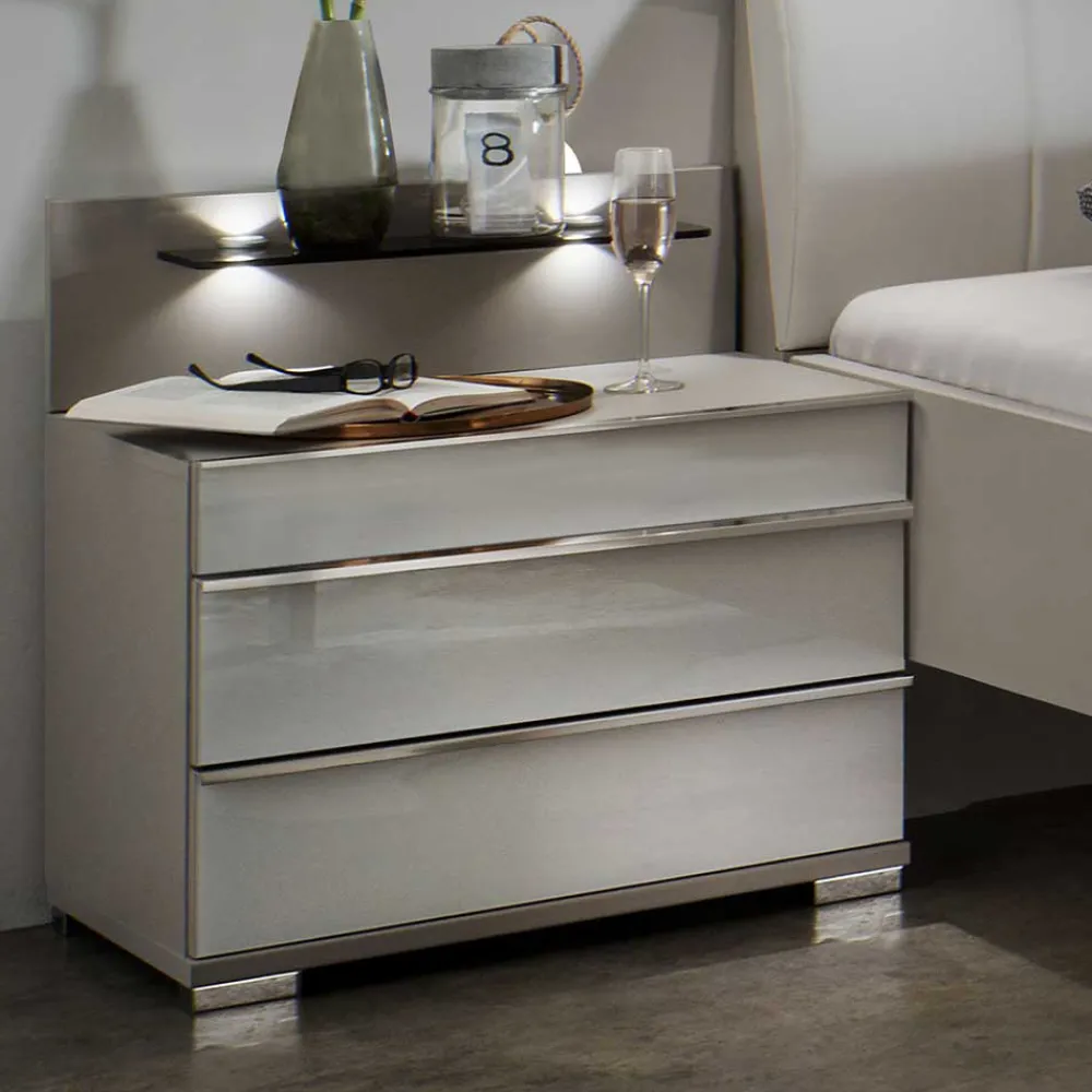 Wohnen Zwei Nachtkommoden mit Wandpaneel - Tumiva (2er Set)