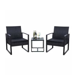 Wohnen Rattanmöbel|Lounge-Gartenmöbel*Zwei Polyrattan Sessel & Beistelltisch - Donny (dreiteilig)