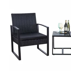 Wohnen Rattanmöbel|Lounge-Gartenmöbel*Zwei Polyrattan Sessel & Beistelltisch - Donny (dreiteilig)