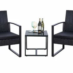 Wohnen Rattanmöbel|Lounge-Gartenmöbel*Zwei Polyrattan Sessel & Beistelltisch - Donny (dreiteilig)