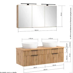Wohnen Badezimmer Komplett*Zweifach-Waschtisch und Spiegelschrank - Crystoga (zweiteilig)