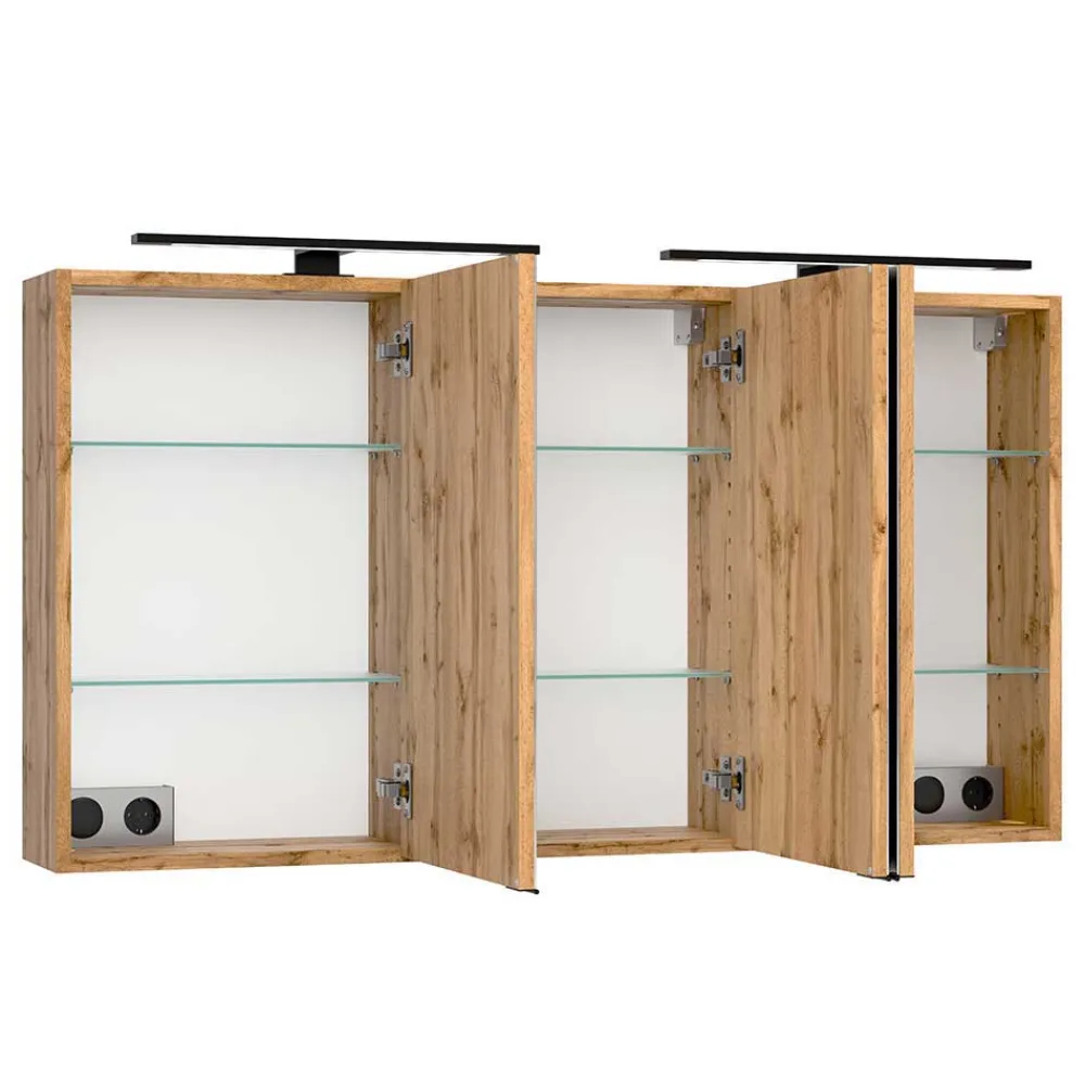 Wohnen Badezimmer Komplett*Zweifach-Waschtisch und Spiegelschrank - Crystoga (zweiteilig)