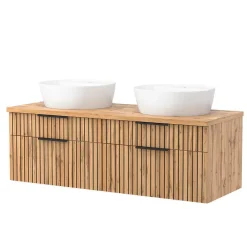 Wohnen Badezimmer Komplett*Zweifach-Waschtisch und Spiegelschrank - Crystoga (zweiteilig)