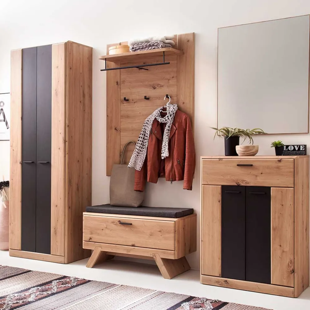 Wohnen Diele Komplett*Zweifarbige Flurmöbel im Set - Larinca (fünfteilig)