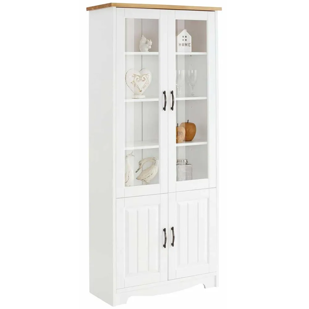 Wohnen Esszimmer-Vitrinen*Zweifarbige Landhaus Vitrine mit vier Türen - Ribeiro