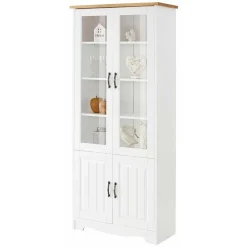 Wohnen Esszimmer-Vitrinen*Zweifarbige Landhaus Vitrine mit vier Türen - Ribeiro