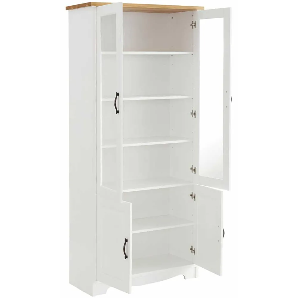 Wohnen Esszimmer-Vitrinen*Zweifarbige Landhaus Vitrine mit vier Türen - Ribeiro