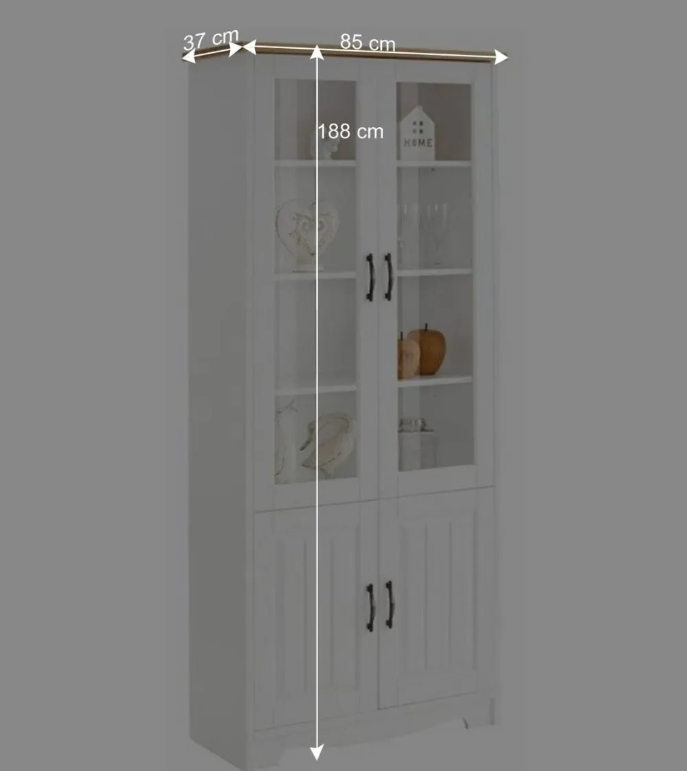 Wohnen Esszimmer-Vitrinen*Zweifarbige Landhaus Vitrine mit vier Türen - Ribeiro