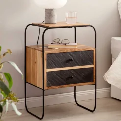 Wohnen Zweifarbige Nachtkommode im Industrial Chic - Avalun