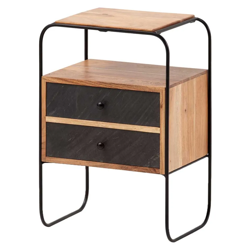 Wohnen Zweifarbige Nachtkommode im Industrial Chic - Avalun