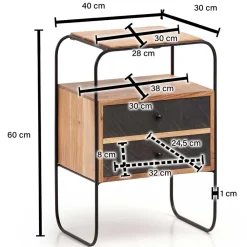 Wohnen Zweifarbige Nachtkommode im Industrial Chic - Avalun