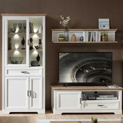 Wohnen Wohnwände|Wohnwand*Zweifarbige Wohnmöbel Kombi in Weiß - Sinolita (dreiteilig)