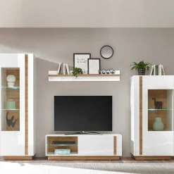 Wohnen Wohnwände|Wohnwand*Zweifarbige Wohnzimmer Möbel Kombi - Myrda (vierteilig)