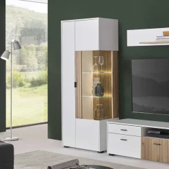 Wohnen Vitrinen|Wohnzimmer-Vitrinen*Zweifarbige Wohnzimmervitrine modern - Nenaloro