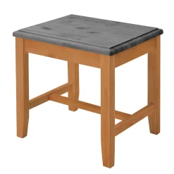 Wohnen Zweifarbiger Holzhocker in Laugenfarbig und Grau - Eshelas