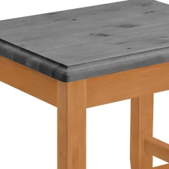 Wohnen Zweifarbiger Holzhocker in Laugenfarbig und Grau - Eshelas