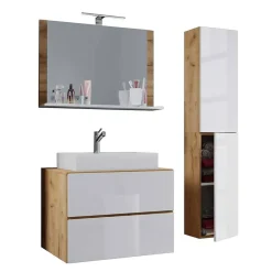 Wohnen Zweifarbiger Waschplatz & Schrank - Cabarete (dreiteilig)