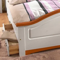 Wohnen Jugendbetten*Zweifarbiges Landhaus Bett aus Holz - Beapta