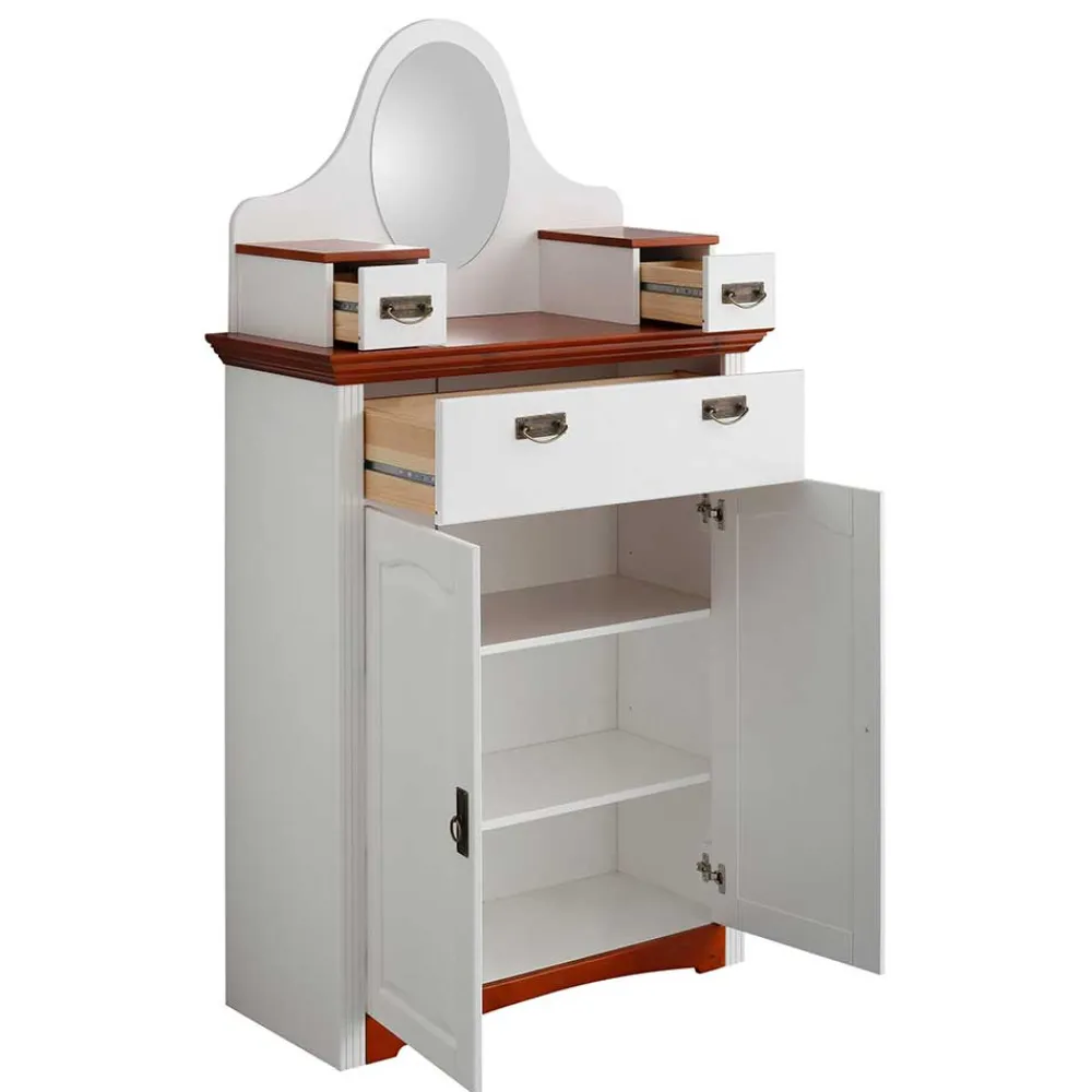 Wohnen Zweifarbiges Landhaus Vertiko mit Spiegel - Beapta