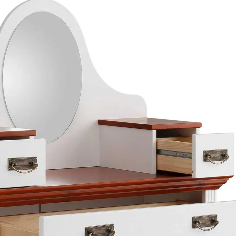 Wohnen Zweifarbiges Landhaus Vertiko mit Spiegel - Beapta