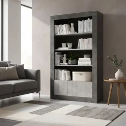 Wohnen Zweifarbiges Standregal in Grau Dekor - Seciona