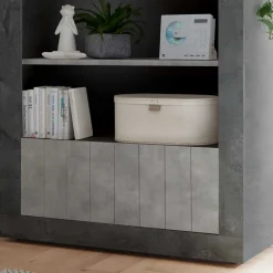 Wohnen Zweifarbiges Standregal in Grau Dekor - Seciona