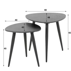 Wohnen Zweisatz Beistelltisch mit Keramikplatte - Yaliaz (zweiteilig)