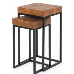 Wohnen Zweisatz Quadrat Tische mit Holz - Naico (zweiteilig)