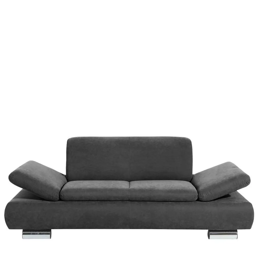 Wohnen Graue Möbel|Sofas*Zweisitzer Sofa aus Velours Anthrazit - Venezia
