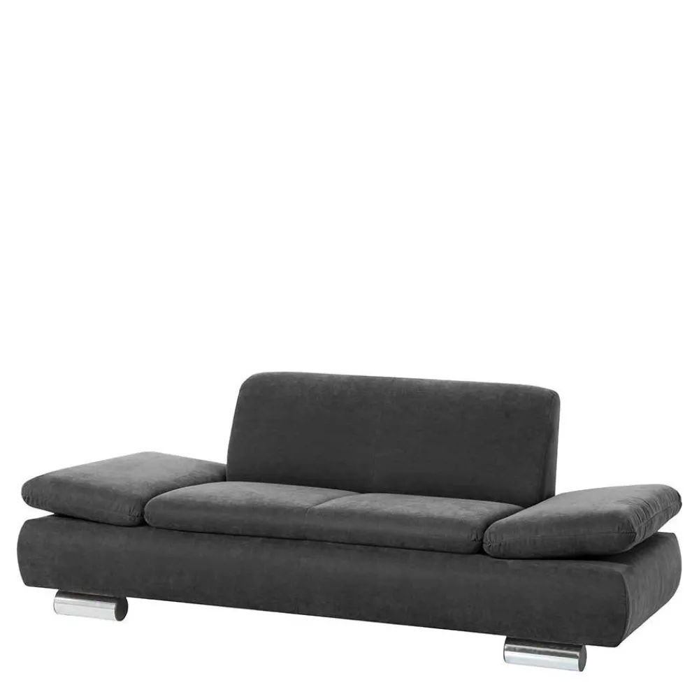 Wohnen Graue Möbel|Sofas*Zweisitzer Sofa aus Velours Anthrazit - Venezia