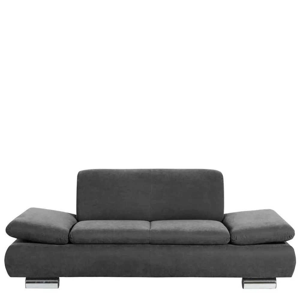 Wohnen Graue Möbel|Sofas*Zweisitzer Sofa aus Velours Anthrazit - Venezia