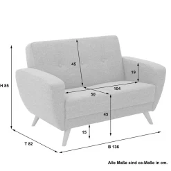 Wohnen Zweisitzer Sofa in Grau Microfaser - Durencas
