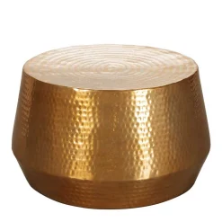 Wohnen Zylinderform Sofatisch in Gold lackiert - Dronja