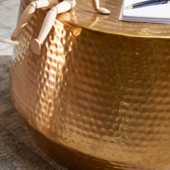 Wohnen Zylinderform Sofatisch in Gold lackiert - Dronja